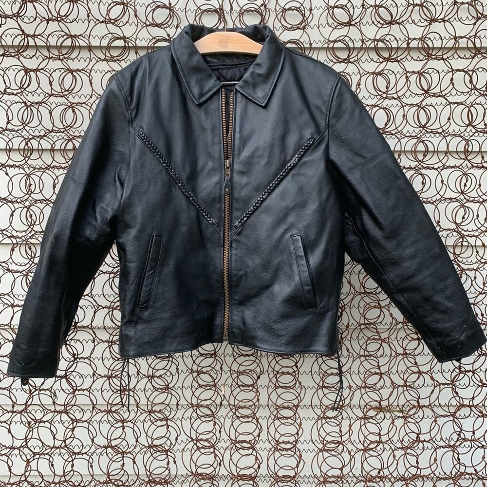 USA Bikers Dream Apparel black leather motorcycle jacket thinsulate lined XL